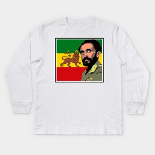 Haile Selassie-Lion of Judah Kids Long Sleeve T-Shirt